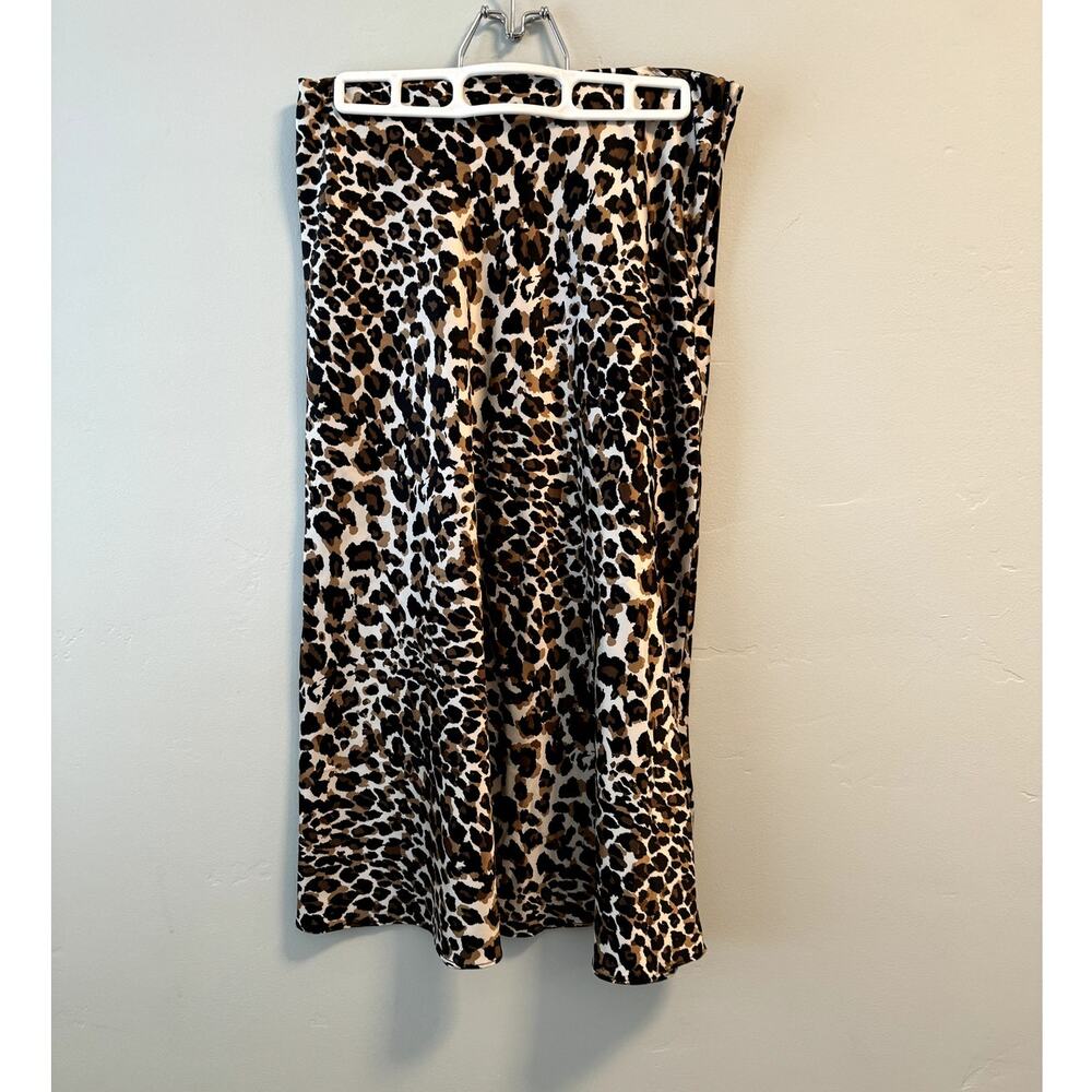 Express Cheetah Print Satin Midi Skirt SMALL